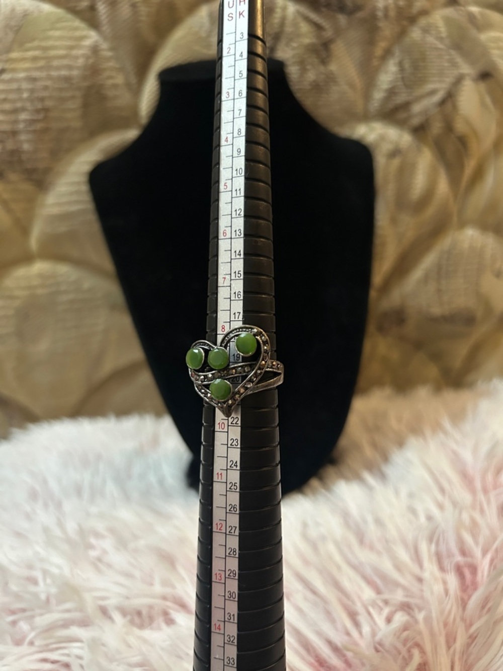 Vintage 925 Sterling Silver Marcasite Heart Ring - Size 9